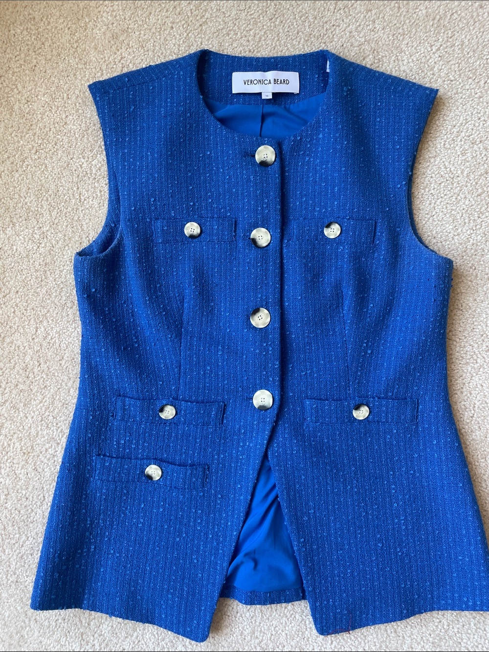 Tamara Blue Tweed Vest by Veronica Beard
